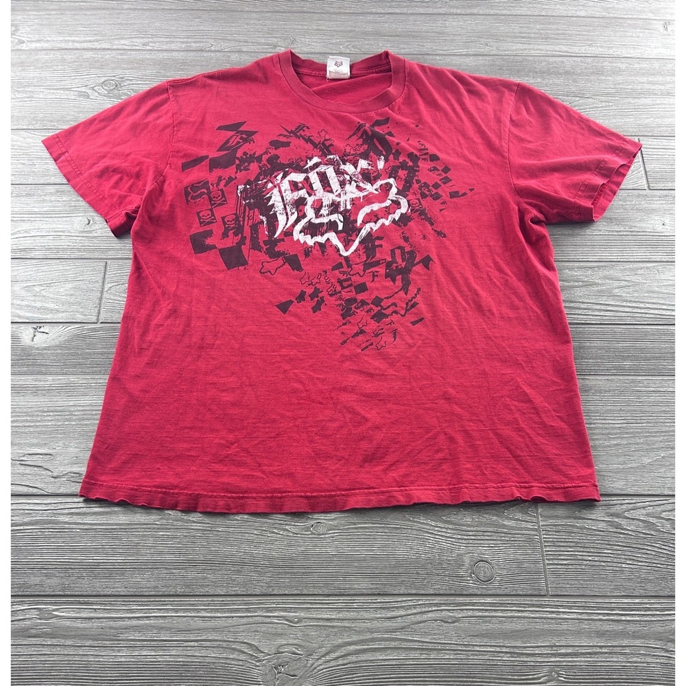 Fox Racing T Shirt Mens XL Red Graphic Fox Head Logo Short Sleeve Motocross VTG